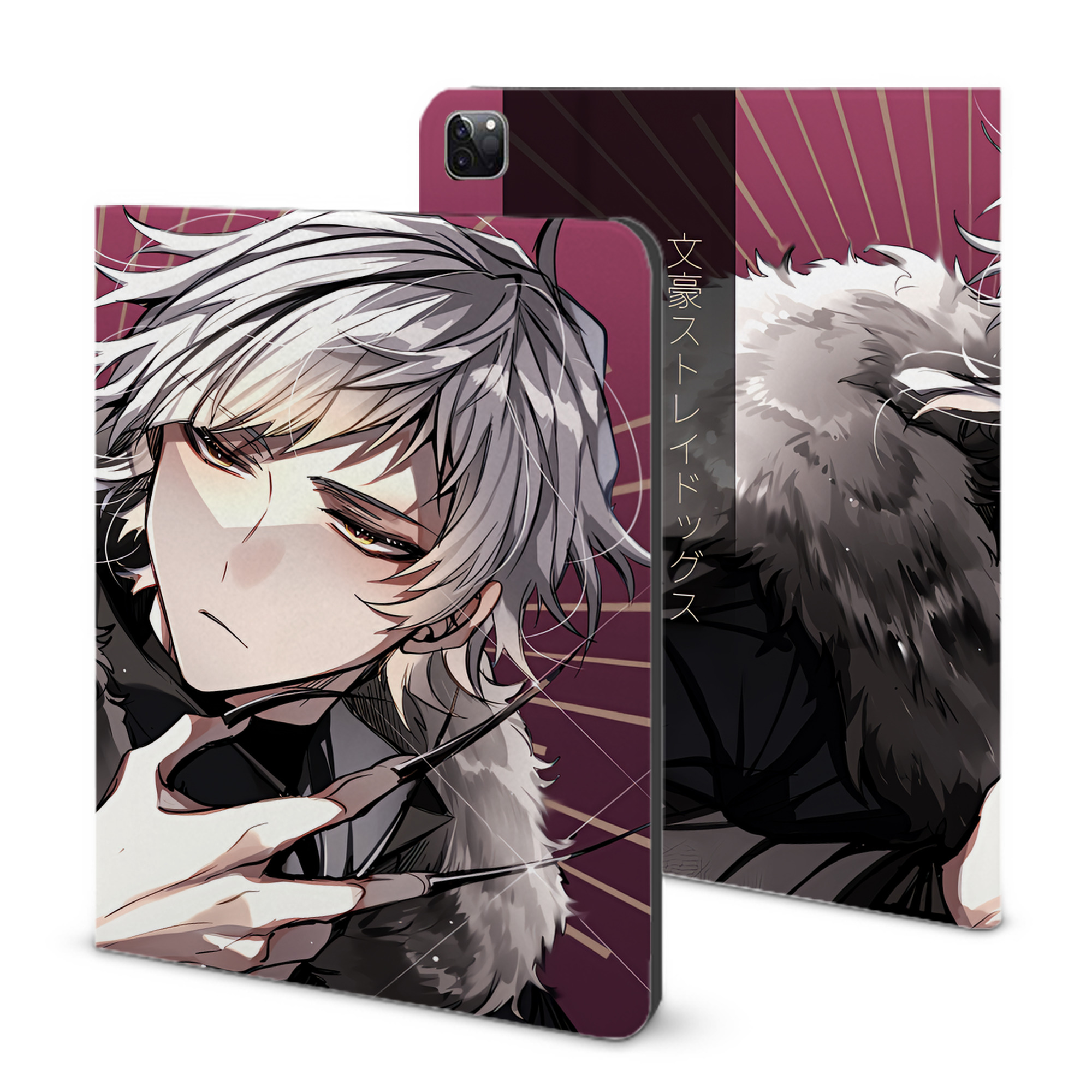 （画像用） 文豪ストレイドッグス Bungo Stray Dogs IPad ケース ブック型 PUレザー TPU 耐衝撃 軽量 薄型 ペン収納なし 全面保護 IPad 各モデル対応